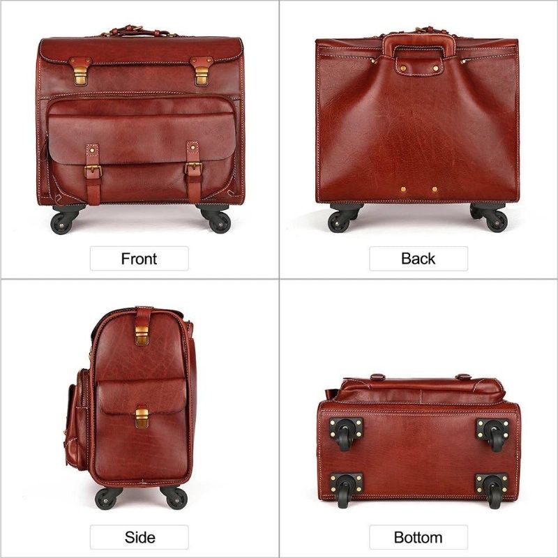 20 Inch Bagage Vintage Lederen Handbagage Koffers