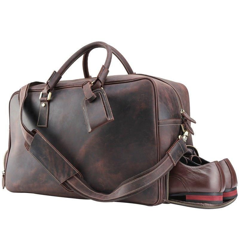Crazy Horse Leren Weekendtas Met Schoenenvak