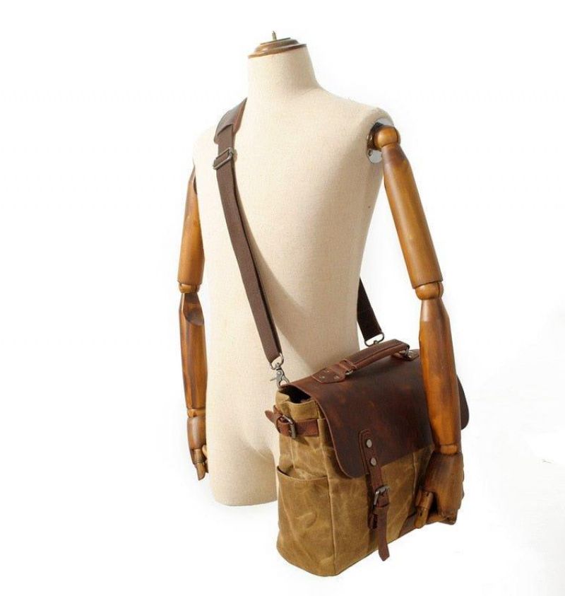 Gewaxte Canvas Laptoptas Motorfietszadeltassen