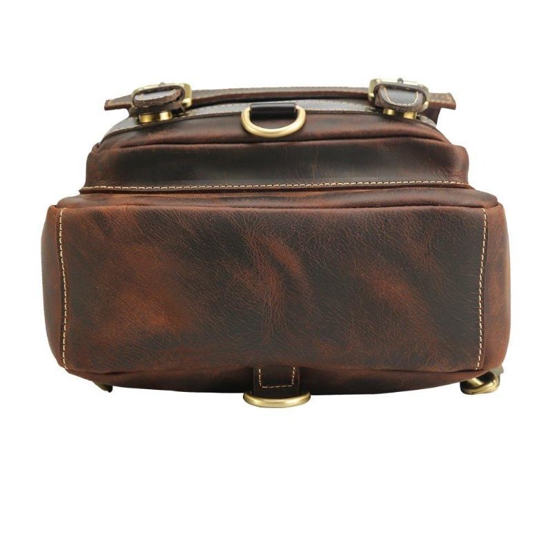 Kleine Converteerbare Leren Rugzak Voor Heren Vintage