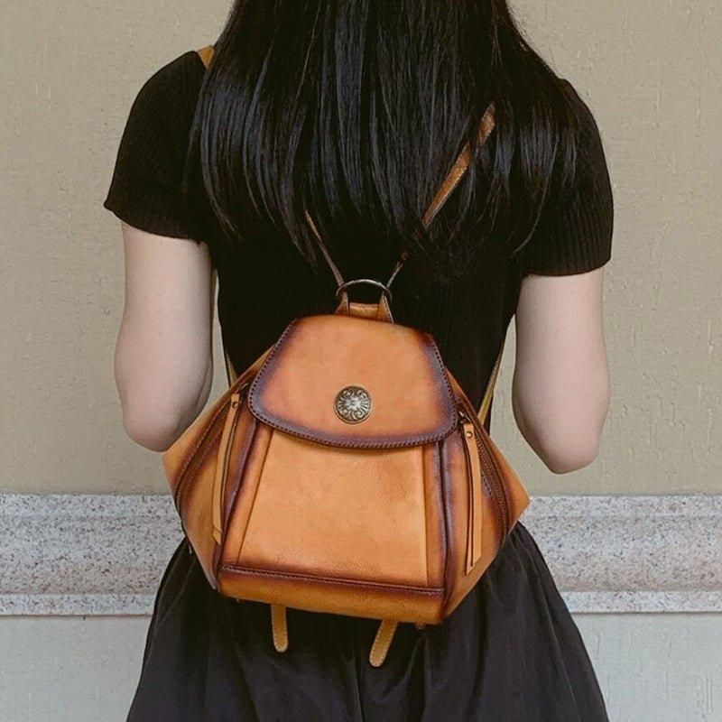 Kleine Leren Rugzak Vintage