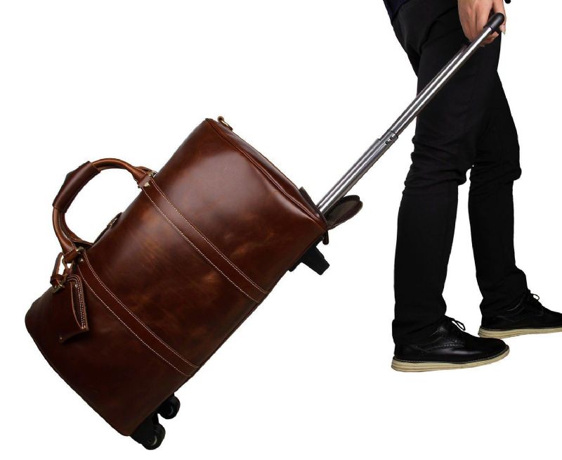 Lederen Rollende Plunjezak 20 Inch