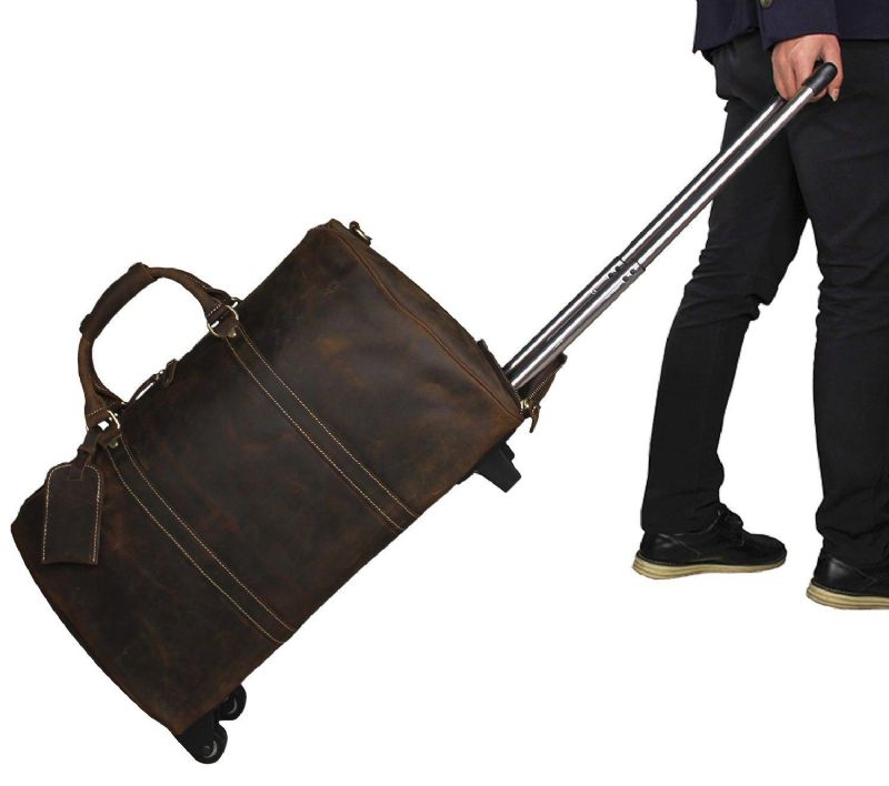 Lederen Rollende Plunjezak 20 Inch