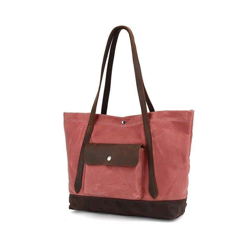 Oversized Gewaxte Canvas Draagtas Met Zak