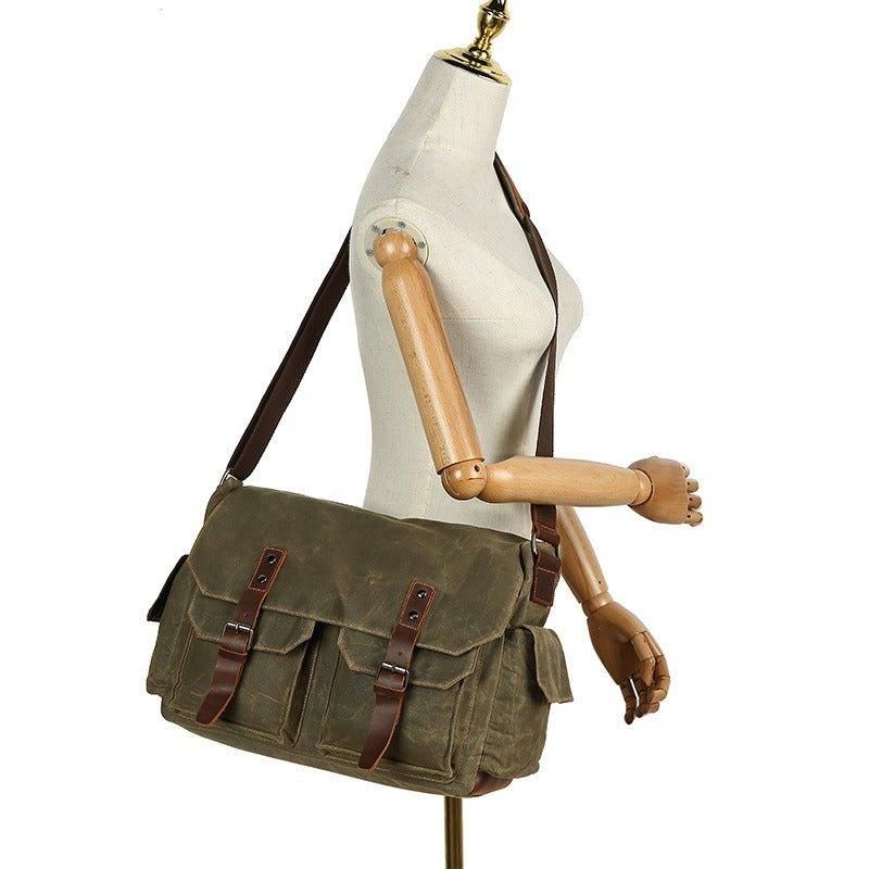 Vintage Canvas Messengertas Voor Laptop