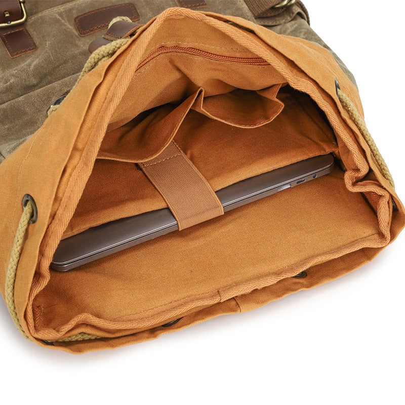 Vintage Gewaxte Canvas Rugzak Heren Met Laptophoes
