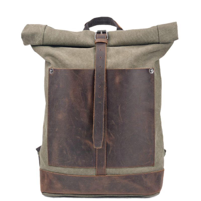 Vintage Katoenen Canvas Roll-Top Rugzak
