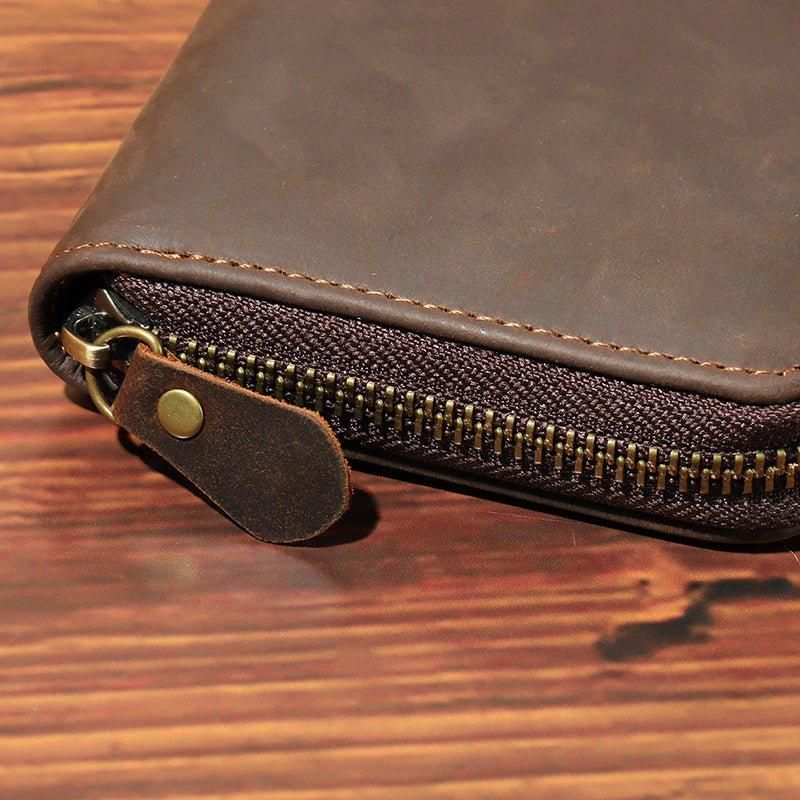 Vintage Koeienhuid Portemonnee Crazy Horse Leer