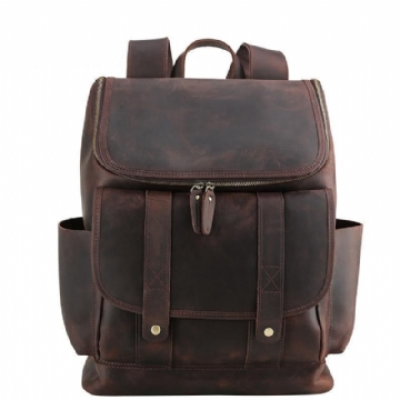 Vintage Leren Rugzak Voor 16 Inch Laptop