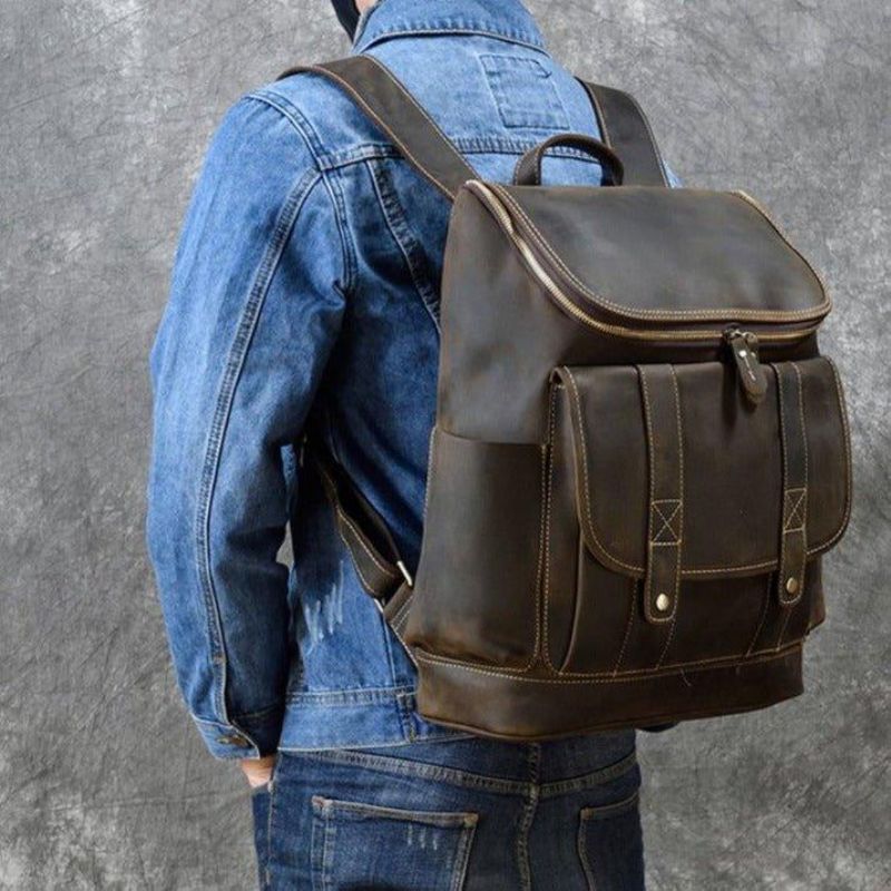 Vintage Leren Rugzak Voor 16 Inch Laptop