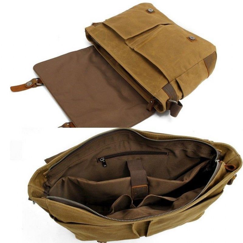 Waterdichte Canvas Messengertas Voor Heren Voor 14 Inch Laptop